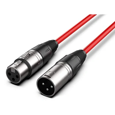 Imagen de Audibax Silver Cable XLR Macho a Hembra Longitud 30 Metros Conectores OFC de Alta Transmisión Señal Recubrimiento PVC Máximo Aislamiento Diámetro 6 mm Color Rojo