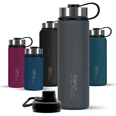 Imagen de 720DGREE Botella Agua Termo Acero Inoxidable “noLimit“ 950ml Sin BPA Free, Antigoteo y Prueba de Fugas Frasco térmico, Cantimplora Aislada Bebida Caliente Frío con Gas +Cubierta Deporte Gratis