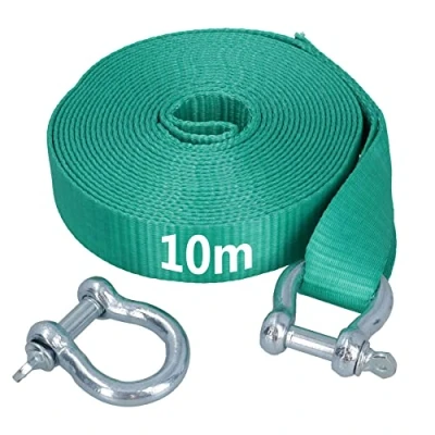 Imagen de AB Tools Cuerda de remolque extra larga 10 m y dos grilletes 8T para 4x4 todoterreno