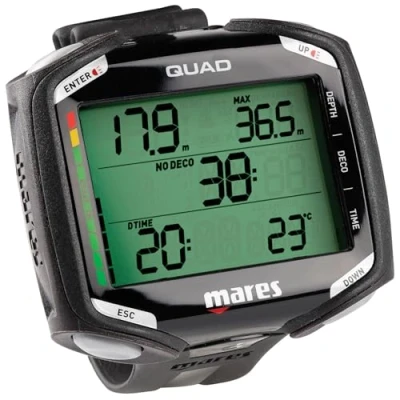 Imagen de Mares Quad, Ordenador para Buceo Multimezcla, de Pantalla Grande, Negro, Unisex