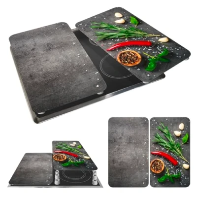 Imagen de Maximex 2521528500 Cubierta de Cristal Rosmarin para Placas Cocina, 2 Piezas, Multicolor