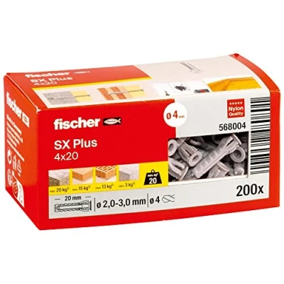 Imagen de fischer 568004 Taco para Pared, Gris, 4x 20