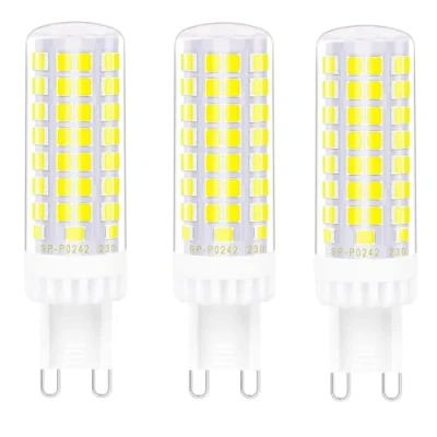 Imagen de Jiotouhu Bombillas LED G9 no regulables, blanco frío, 6000 K, 10 W, G9, equivalentes a halógenos de 100 1000 lm, 220 240 V, sin parpadeo, ahorro energía, bombilla para candelabro, luces