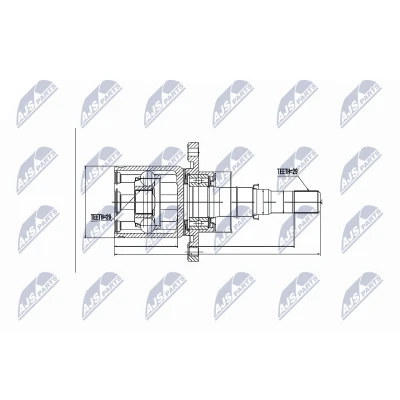 Imagen de NTY NPW NS 046 Junta Homocinética Eje delantero, derecha NISSAN: Qashqai / Qashqai+2 I, X Trail, RENAULT: Koleos I