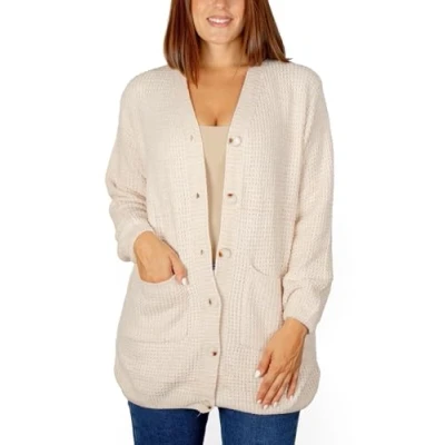 Imagen de Cardigan con Cierre de Botones y Cuello Redondo para Mujer, Chaqueta Manga Larga, Rebeca Invierno, Otoño. Talla M