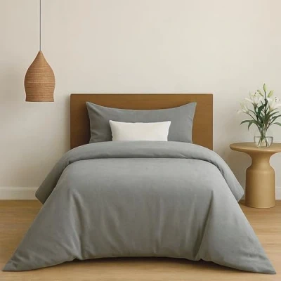 Imagen de Dreamzie Funda Nordica Algodon 135x200 Antracita Ropa de Cama, Edredon y 1x Almohada 80x80 Algodón Reforzado 2 Piezas