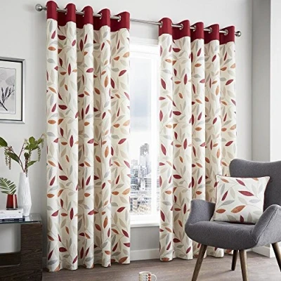 Imagen de Fusion, Cortinas Beechwood, 100% algodón, Tela, Rojo, 46x54 (117 x 137 cm)