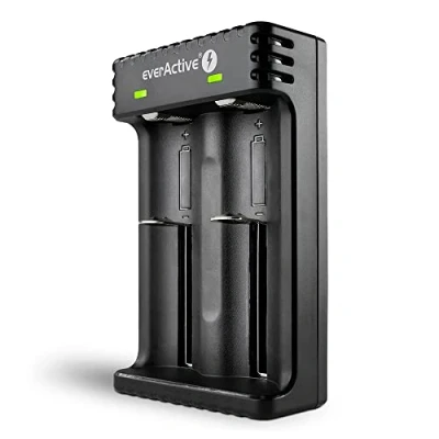 Imagen de everActive Cargador para 2 baterías de Iones Litio 18650 Profesional Rápido Micro USB Modelo LC 200, Negro