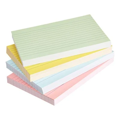 Imagen de Amazon Basics fichas de cartulina con rayas, tamaño A6, Paquete 200, Colores surtidos fosforescentes