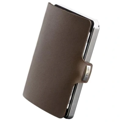 Imagen de I Clip Original Funda para Tarjetas de crédito con Dinero Piel Lisa Cartera Fina Premium Soft Touch Marrón