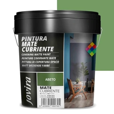 Imagen de JOVIRA PINTURAS Pintura Mate Cubriente 24 colores interior exterior con excelente poder cubriente. (15 Litros, Abeto)