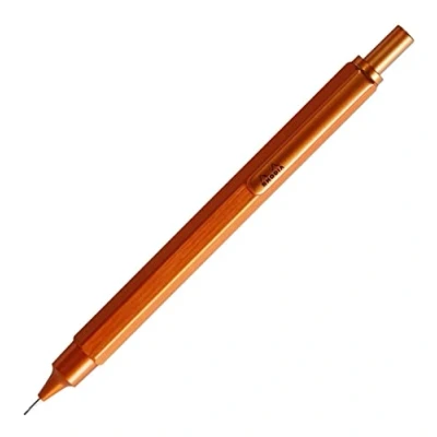 Imagen de Clairefontaine Rhodia Script Portaminas de aluminio cepillado para mina 0,5 mm goma bajo prensa, color naranja