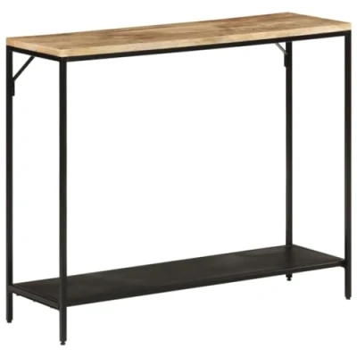 Imagen de vidaXL Mesa Consola Madera Maciza Mango Rugosa y Hierro 90x30x75 cm