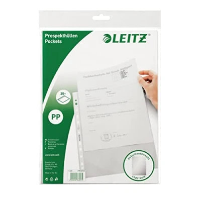 Imagen de Leitz 47966003 Fundas para documentos (25 unidades, tamaño A4, superficie mate, 0,065 mm, polipropileno)