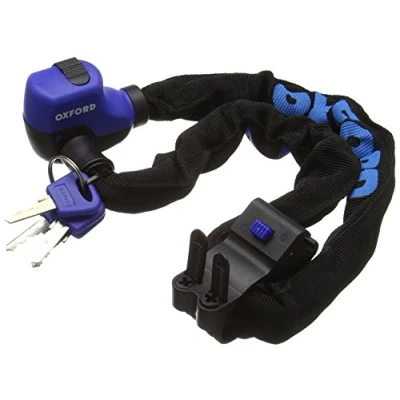 Imagen de Oxford Hercules Candado de Cadena con Funda Tela y Soporte Clip liberación rápida, Color Negro Azul, 90 x 6 mm, Unisex