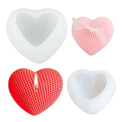 Imagen de 2 piezas molde de silicona corazón para fundición jabón en forma 3D resina epoxi moldes DIY vela chocolate fondant pastel decoración