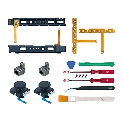 Imagen de Mcbazel 18 en 1 kit de Reparación Repuesto para NS Switch Joy con Destornilladores, Joysticks Analógicos 3D izquierdo derecho, Bloqueo hebilla Estuche accesorios