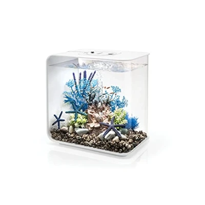Imagen de biOrb Flow 15 Acuario acrílico de 4 galones con Luces LED Multicolor controladas a Distancia, Tanque Compacto Moderno para Mesa o Escritorio, Color Blanco