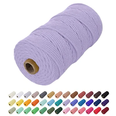 Imagen de Uiopa Hilo Macrame 2mm x 200m, Cuerda de Algodon Natural Cordel, Manualidades para DIY Pared, Cortina, Colgar Plantas, Decoracion Dormitorio (Violeta)