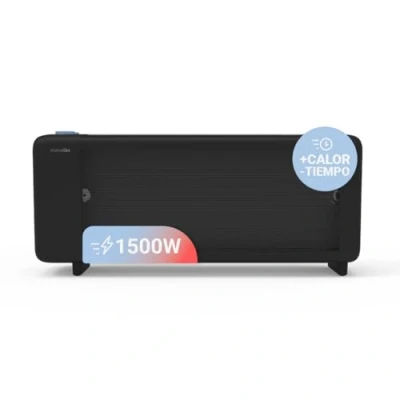 Imagen de UNIVERSALBLUE Calefactor Mica 1500W Negro Bajo Consumo Calor Radiante y Convección Silencioso 2 Potencias Termostato Ajustable Sistema de Seguridad