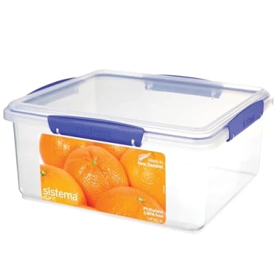 Imagen de Sistema KLIP IT recipiente cuadrado para guardar alimentos, 5,5 l, Fiambrera con tapa alimentos hermética, apilable y apta el frigorífico congelador, Sin BPA, 1 unidad