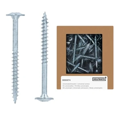 Imagen de HELPMATE Tornillos de conexión Para madera (4,5 x 50 mm, galvanizados, 100 unidades, con accionamiento PZ2 y muesca corte) fijación herrajes metálicos a
