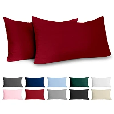 Imagen de Funda de Almohada 40x80 Algodón Reforzado (Pack 2) Burdeos Tela Apretada 57 Hilos/cm² 40 x 80 Certificación Oeko Tex Dreamzie