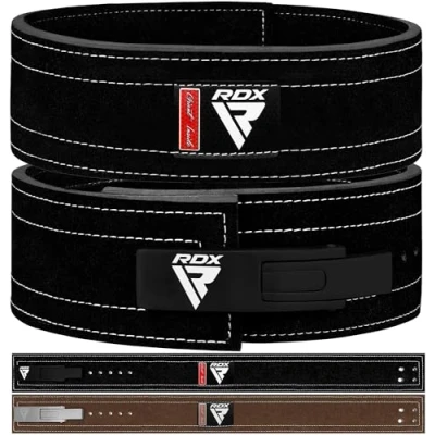 Imagen de RDX 4 Gimnasio Cinturón Musculación Levantamiento de Pesas Powerlifting, Aprobado por IPL y USPA, Palanca Hebilla Soporte Lumbar Acolchado, Entrenamiento Peso Belt, Fitness Gym Ejercicio