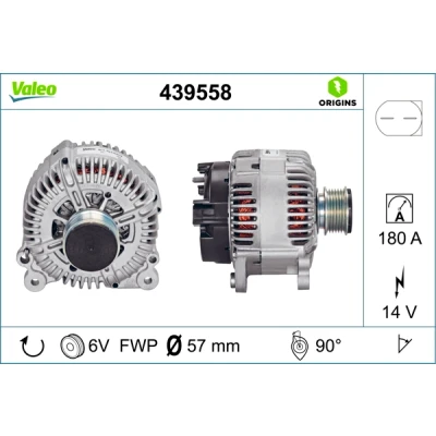 Imagen de VALEO 439558 Alternador 14V 180A VOLKSWAGEN: Transporter 5, Passat B6 Berlina, 5 Bus, SKODA: Superb II Familiar