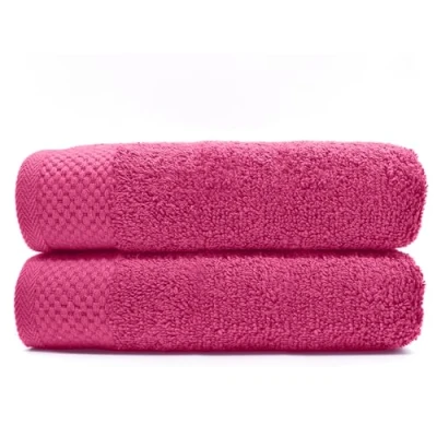 Imagen de HIPERMANTA Pack Toallas 2 Unidades 100% Algodon. 500 gr/m2. (2 Lavabo 50x90) Rizo Americano. Alta Absorcion. Suaves y Resistentes. Color Rosa