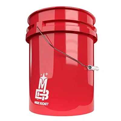 Imagen de cubo rojo de 5 galones (aprox. 19 litros), lavado para coche, color