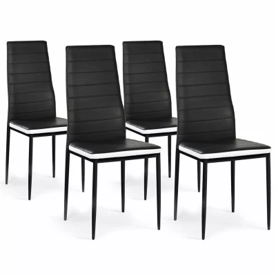 Imagen de IDMarket Juego de 4 sillas Romane Negras, diadema blanca para comedor
