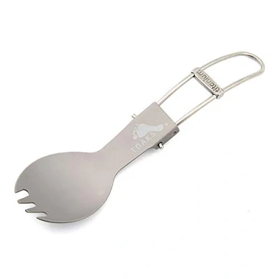 Imagen de Vajilla de Exterior Titanio Ultraligero Cuchara Tenedor Plegable (SLV 06)