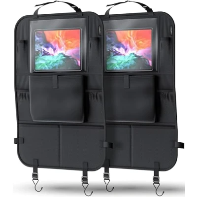 Imagen de LIONSTRONG Organizador asiento coche universal multi bolsillo protector trasero del de para niños kick mats (tableta 2 SET)