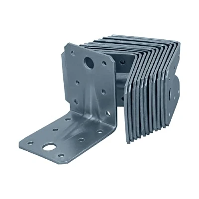 Imagen de HELPMATE conector angular con reborde, 70 x 55 mm, galvanizado, azul pasivado, de madera, 12 unidades, color plateado