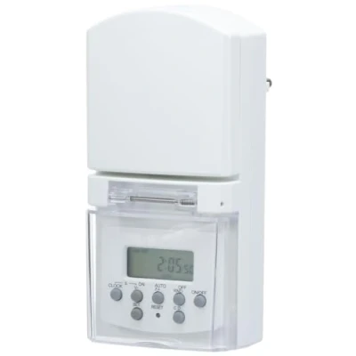 Imagen de Unitec 48436 Temporizador semanal Mini con Pantalla Digital para Exteriores protección Infantil, Color Blanco