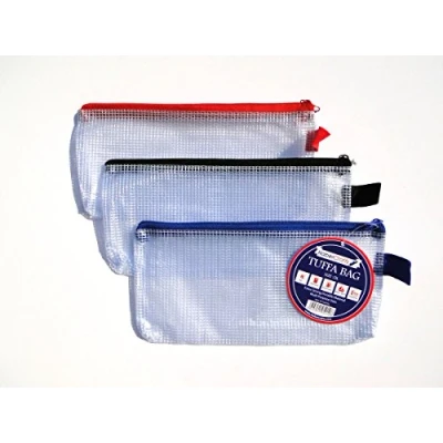 Imagen de Habercrafts DL Tuff Bag Cartera con Cremallera de plástico Transparente Cremallera, Estuche para lápices, Resistente al Agua, Reforzado Malla (DL 12 Unidades)