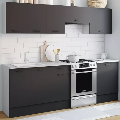 Imagen de IDMarket Cocina completa 240 cm SUBTIL con encimera 7 elementos blanco y gris