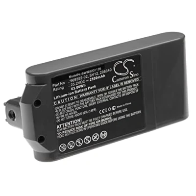 Imagen de vhbw Batería Compatible con Dyson V10, Cyclone V10 Absolute, Animal, Series aspiradora Gris (2500 mAh, 25,2 V, Li Ion)