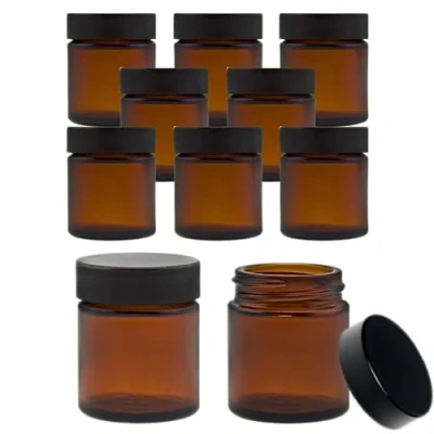 Imagen de Viva Utensilios de hogar Pequeños tarros Cristal (10 30 ml/Tarro para pomada/Tarro Crema marrón. Incluye Etiquetas.