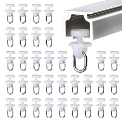 Imagen de RXKFIGX 100 Piezas Gancho Polea Ventana Rieles de Cortina Rodillos Pista Accesorios para Colgar Cortinas en el Salón Dormitorio y Baño