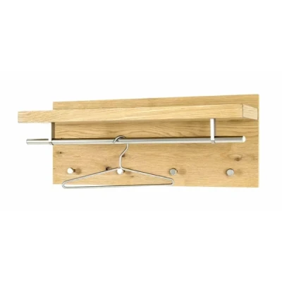 Imagen de HAKU Möbel Perchero de pared cromo, roble, MDF, metal, panel alveolar Dim.: AN 75 cm x AL 30 P 26 cm, Estilo: Moderno