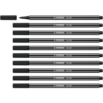 Imagen de Rotulador premium STABILO Pen 68 Caja con 10 unidades Color negro