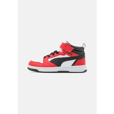 Imagen de Puma Rebound V6 MID JR Unisex Zapatillas altas para niños, Talla: 37.5, White/black/for all time red Zapatos