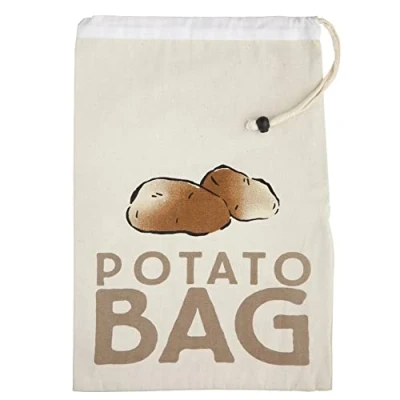 Imagen de KitchenCraft Bolsa para patatas Stay Fresh, Almacene las en un forro transpirable con cierre de cordón y base cremallera fácil acceso, capacidad 2,5 kg, 38 x 26 cm, 1 unidad