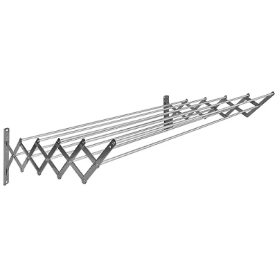 Imagen de Sauvic 90865 Tendedero E x tensible Inoxidable con 10 Varillas De Aluminio 140 cm, Color 78 26,5 cm
