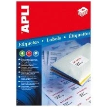 Imagen de APLI 1992 Etiquetas blancas permanentes adhesivas imprimibles, Inkjet Laser Copy, tamaño etiqueta 63,5 x 38,1 mm, cantos romos, pack de 25 hojas A4 (525 etiquetas), Ideal para sobres