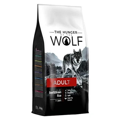 Imagen de the Hunger of Wolf Alimento seco para perros adultos de todas las razas, fórmula delicada con ternera y arroz integral 14 kg