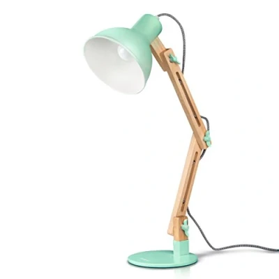 Imagen de tomons Lámpara de escritorio,columpio del brazo,lámpara mesa ajustable y desmontable madera para oficina, sala, estudio dormitorio, gris