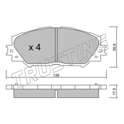 Imagen de TRUSTING 763.0 Juego de pastillas freno excl. contacto avisador desgaste, no preparado para indicador desgaste TOYOTA: Auris Hatchback